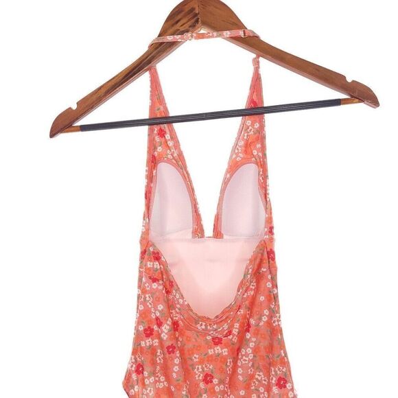 Summersalt Deep V HOP Orange Floral Womens One Piece Swim Bathing Suit Size 2 - Picture 3 of 12